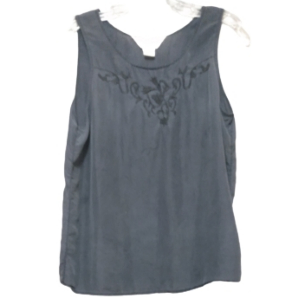 Angela Tong Black Sleeveless Silk Blouse M